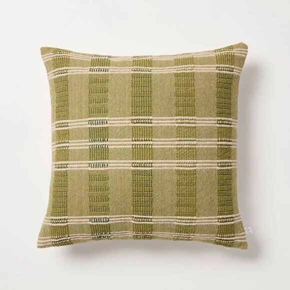 Hearth & Hand Other - Hearth & Hand Green & Tan Striped Design 18" Square Accent Throw Toss Pillow
